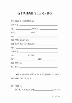項目轉(zhuǎn)讓合同協(xié)議（技術(shù)轉(zhuǎn)讓）